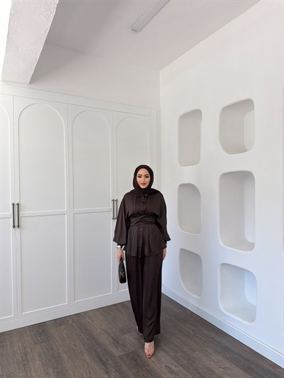 Nursu Saten Takım - Kahve