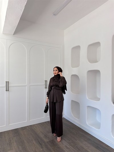 Nursu Saten Takım - Kahve