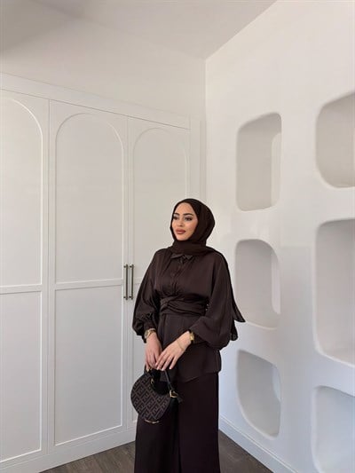 Nursu Saten Takım - Kahve
