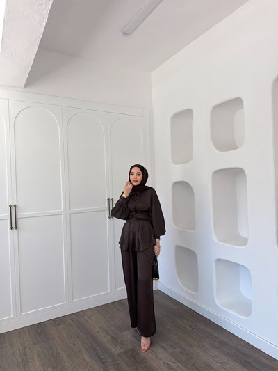 Nursu Saten Takım - Kahve