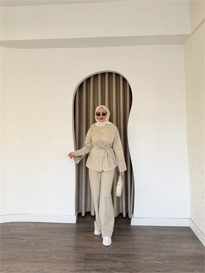 Nuwe Düğmeli Kot Takım - Yeşil (ÖN SİPARİŞ)