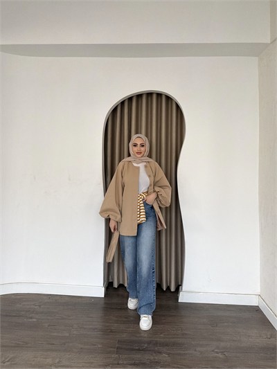 Oba Düğmeli mini trenç - Camel