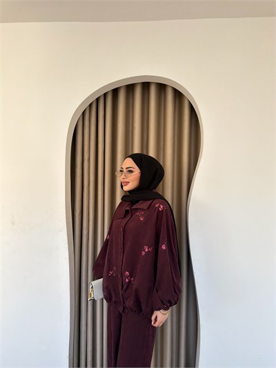 Özel Nakış İbli Takım - Bordo