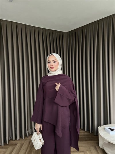 Pelerinli Pelin Takım - Mürdüm