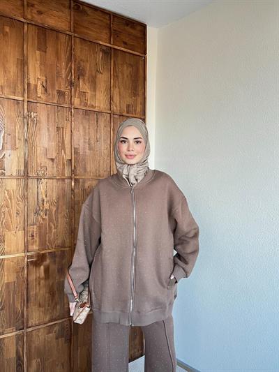 Şavva Taşlı Takım - Kahve 