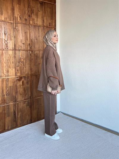 Şavva Taşlı Takım - Kahve 