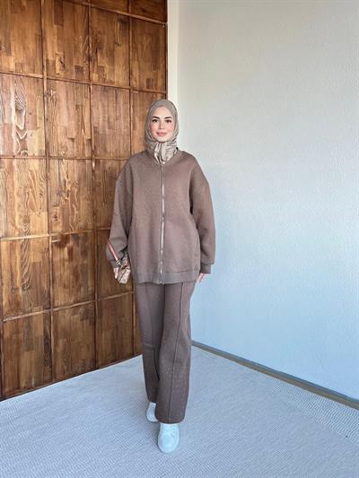 Şavva Taşlı Takım - Kahve 