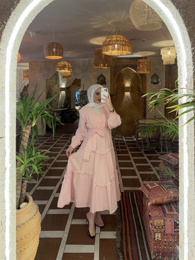 Peri Müslin Elbise - Pembe