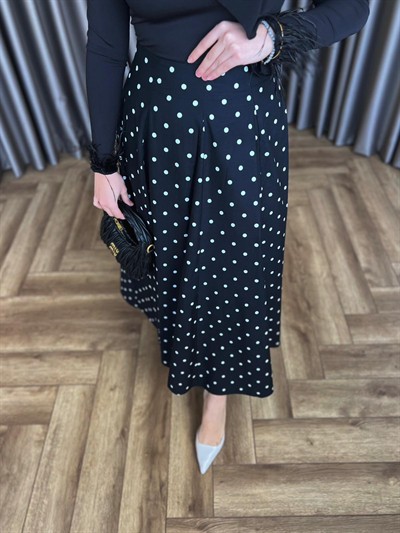 Puantiye Etek - Siyah