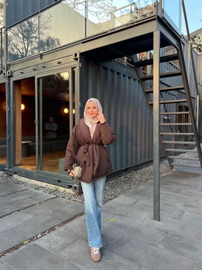 Qess Şişme Mont - Kahve