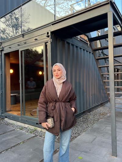 Qess Şişme Mont - Kahve