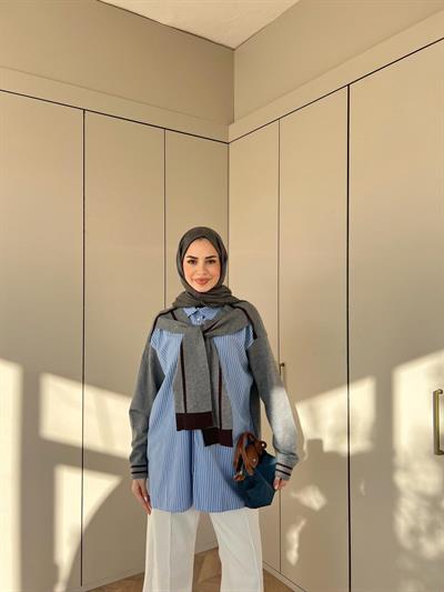 Qew Gömlekli Kazak - Gri