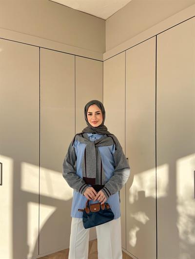 Qew Gömlekli Kazak - Gri