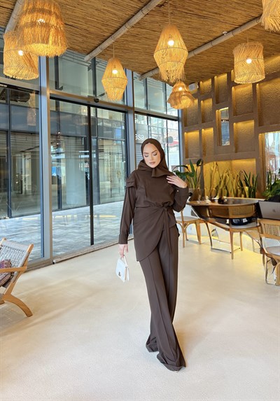 Rabia Bağlamalı Takım - Kahve