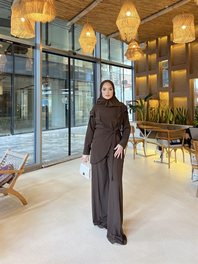 Rabia Bağlamalı Takım - Kahve