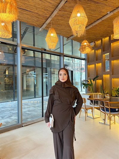 Rabia Bağlamalı Takım - Kahve