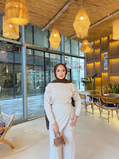 Rabia Bağlamalı Takım - Krem