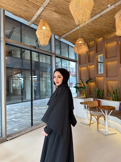 Reyha Pelerinli Elbise - Siyah