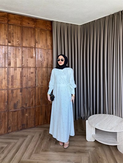 Reyta Puantiye Elbise - Beyaz