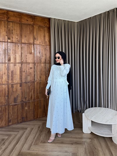 Reyta Puantiye Elbise - Beyaz