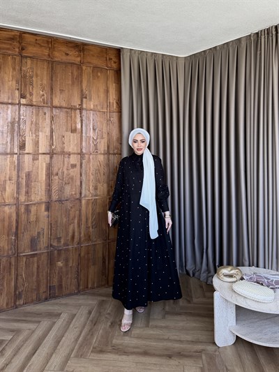 Reyta Puantiye Elbise - Siyah