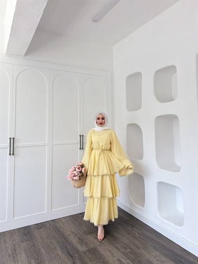 Reyya Müslin Elbise - Sarı