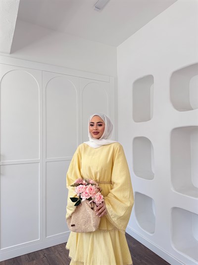 Reyya Müslin Elbise - Sarı