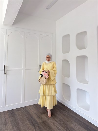 Reyya Müslin Elbise - Sarı