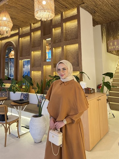 Rümey Pelerin Elbise - Kiremit