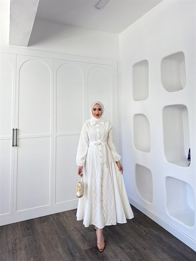 Rumi Dantel Elbise - Beyaz