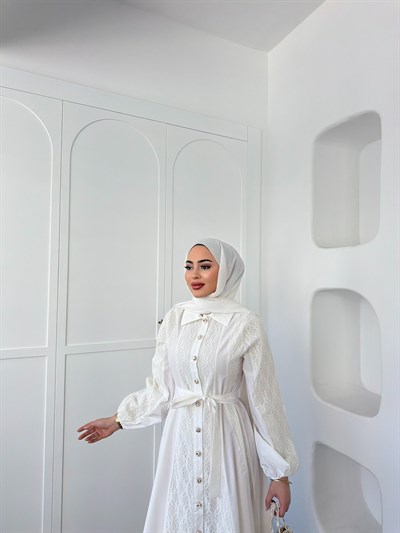 Rumi Dantel Elbise - Beyaz