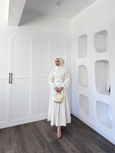 Rumi Dantel Elbise - Beyaz
