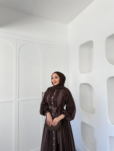 Rumi Dantel Elbise - Kahve