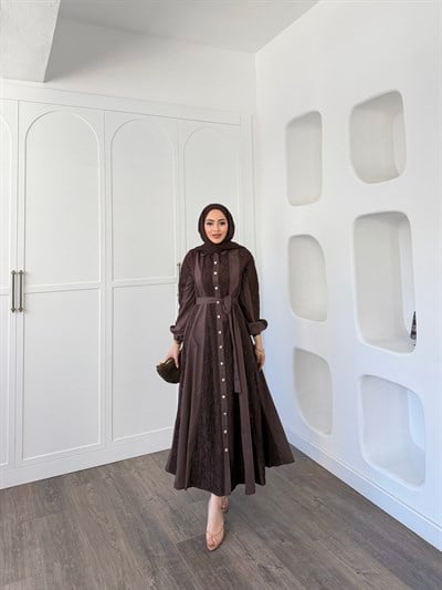 Rumi Dantel Elbise - Kahve