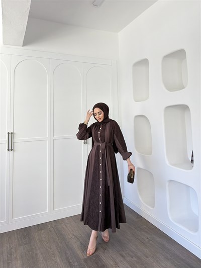 Rumi Dantel Elbise - Kahve