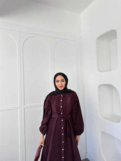 Rumi Dantel Elbise - Mürdüm