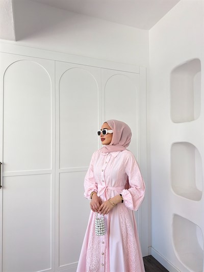 Rumi Dantel Elbise - Pembe