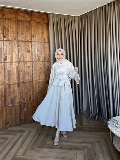 Rüveys Etekli Takım - Krem(ÖN SİPARİŞ)