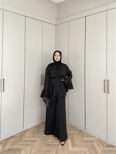 Şanze Saten Takım - Siyah