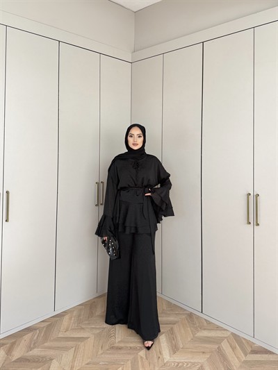 Şanze Saten Takım - Siyah