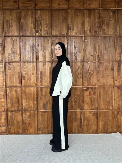 Şeritli Oysh Takım - Siyah