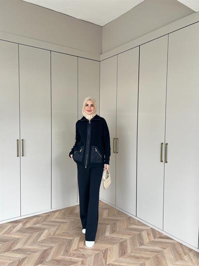 Seta Fermuarlı Triko Takım - Lacivert