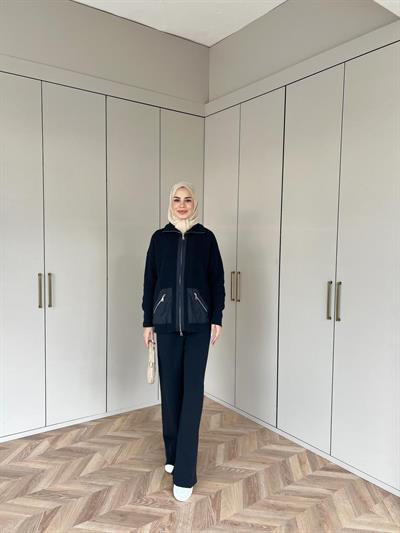 Seta Fermuarlı Triko Takım - Lacivert