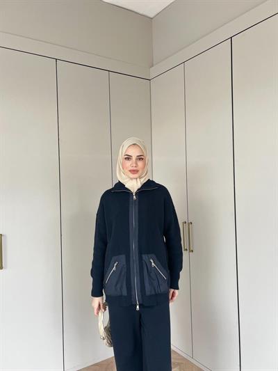 Seta Fermuarlı Triko Takım - Lacivert