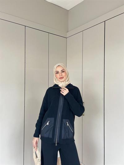 Seta Fermuarlı Triko Takım - Lacivert