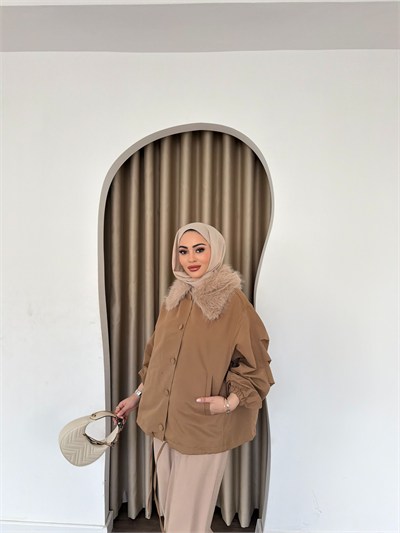 Seta Kürk Detay Ceket - Camel