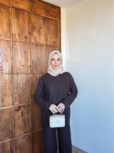 Sevli Pantonlu Takım Kahverengi