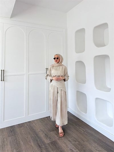 Şeyna Şalvar Takım - Bej