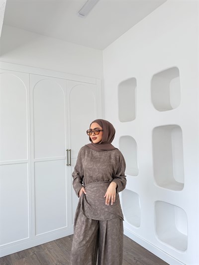 Şeyna Şalvar Takım - Vizon