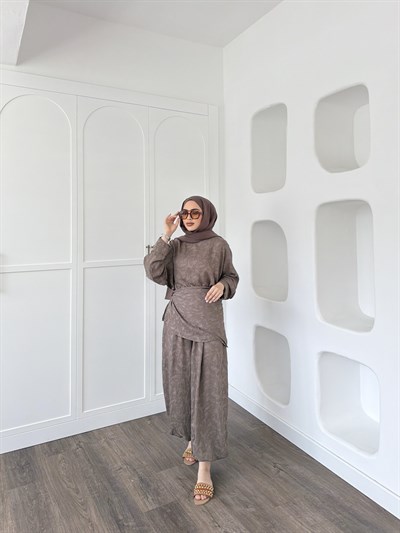 Şeyna Şalvar Takım - Vizon